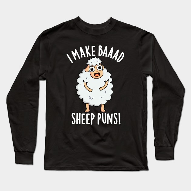 Sheep Happens Funny Poop Pun Long Sleeve T-Shirt by punnybone
